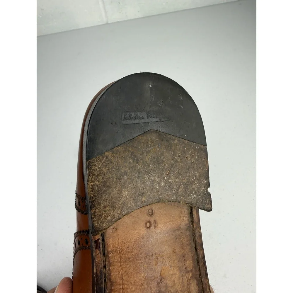 VTG Salvatore Ferragamo Oxford Mens 10 B  Dress Shoes Brown Leather